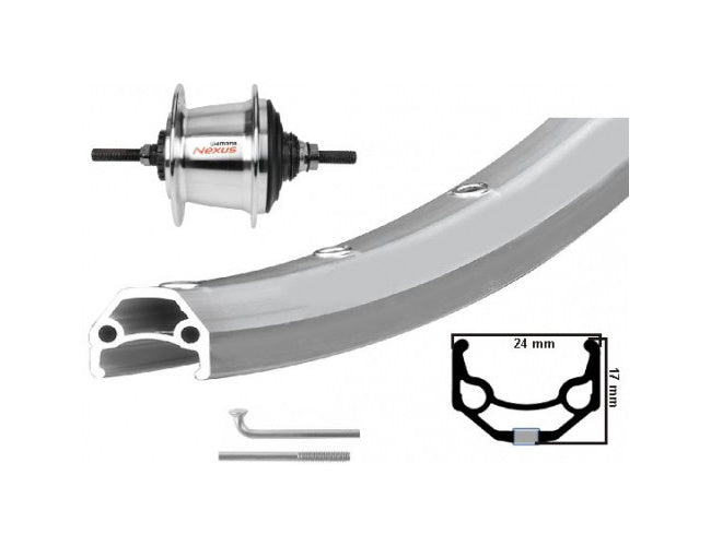 Kgs achterwiel 28 inch etrto 622 alu zac19 zilver nexus 7 rollerbrake