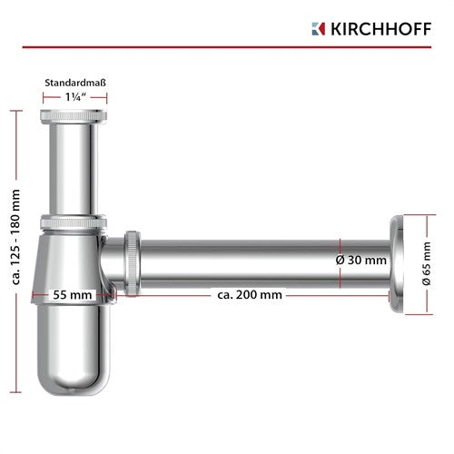 Kirchhoff beker sifon, chroom, 1 1 4 (5 4 ) x 32 mm - 98803110