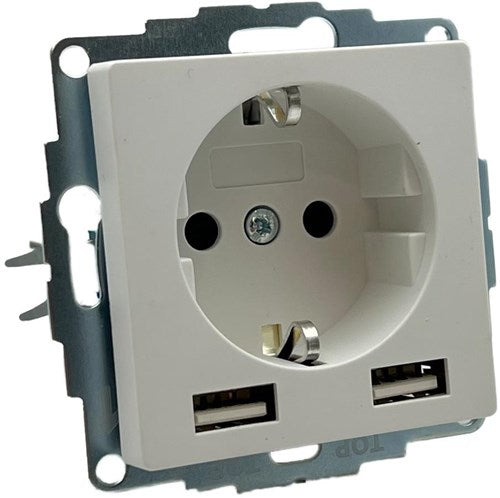 Enzo kopp hk07 pure mat wit inbouw stopcontact ra met 2x usb - 4624115