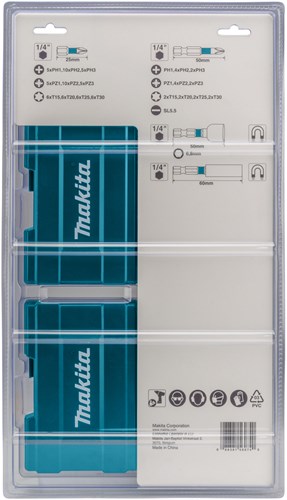 Makita accessoires 90-delige schroefbitset makita impact black in twee handige meeneemdoosjes - e-03109