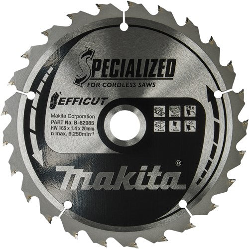 Makita accessoires makita efficut zaagbl.165x20x25t 2st. - b-62985-2