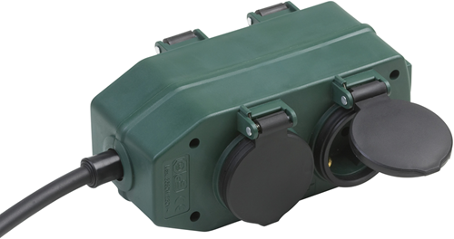 Meister stekkerblok 4v ip44 2m gr zw - wu7430940