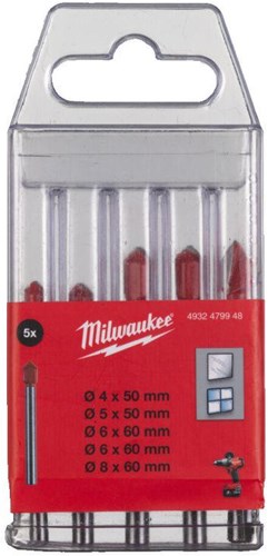 Milwaukee accessoires borenset | glas en keramiek | 4-8 mm - 4932479948