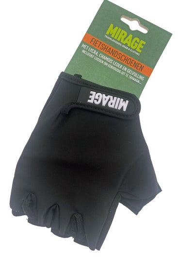 Mirage handschoen lycra + gel, maat l, zwart zwart
