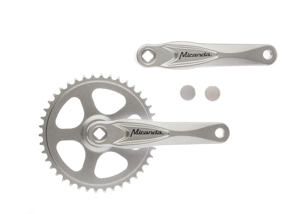 Miranda crankstel Alfa 1 42T, cranklengte 170mm. zilver, aluminium, spieloos. kettingblad 3 32