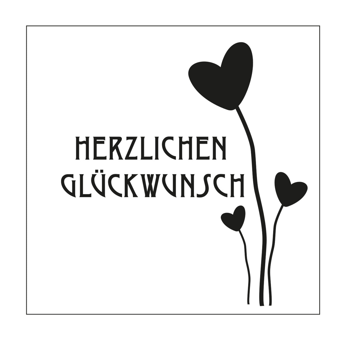 Mundart stempel • stencil duitse tekst herzlichen glückwunsch