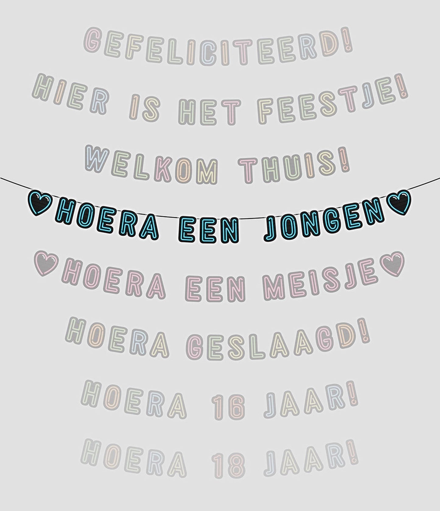 Paperdreams neon slinger 5m - hoera een jongen!