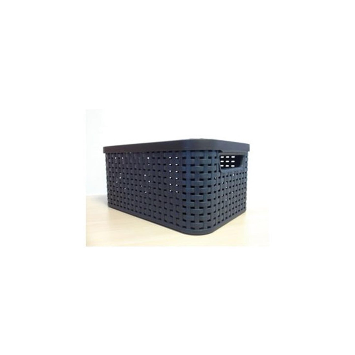 Curver style mand s met deksel rotanstyle antraciet (lxbxh 28x19x14cm)