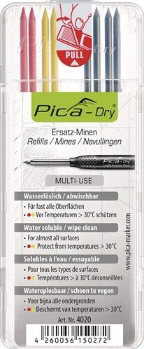 Pica vullingenset | 4x zwart, 2x rood, 2x geel | vochtig afneembaar 8 stiften set | 1 stuk - 4020 4020