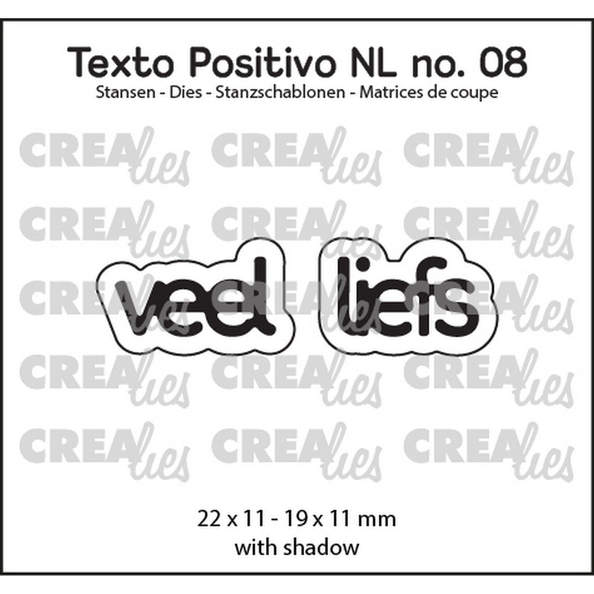 Crealies • texto positivo snijmallen veel liefs