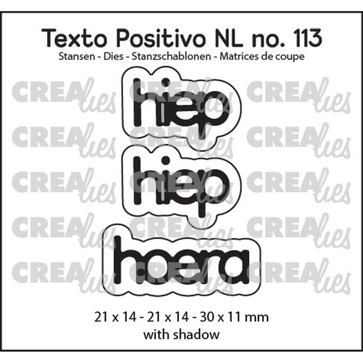 Crealies • texto positivo nl dies hiep hiep hoera