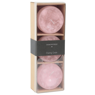 Countryfield drijfkaars bollie roze 7 cm set van 3 | 12 stuks