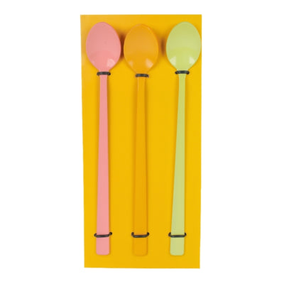 Lepel cocktail metaal roze geel groen 22 cm set van 3 b-keus | 24 stuks