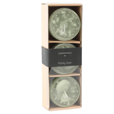 Countryfield drijfkaars bollie lichtgroen 7 cm set van 3 | 12 stuks
