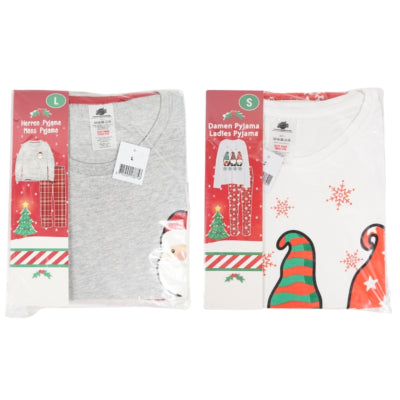 Kerst pyjama dames en heren 2-delig assorti | 12 stuks