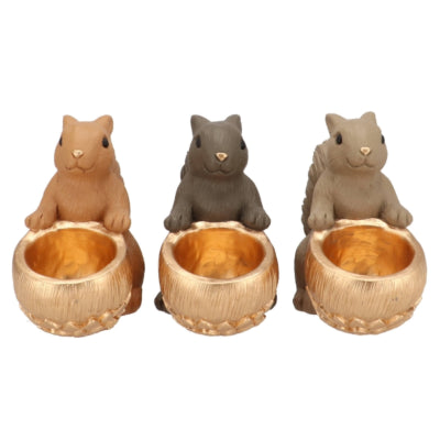 Daan kromhout schaal jingle eekhoorn zittend bruin 22 cm 3 assorti | 6 stuks