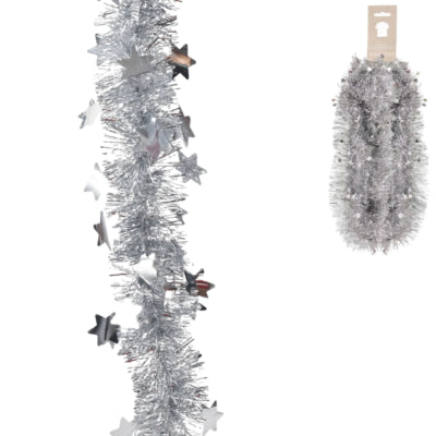 Tinsel guirlande slinger zilverkleurig 2,7 m | 24 stuks