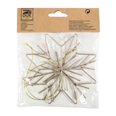 Kersthanger snowflake metaal champagnekleurig 11,5 cm set van 2 | 48 stuks