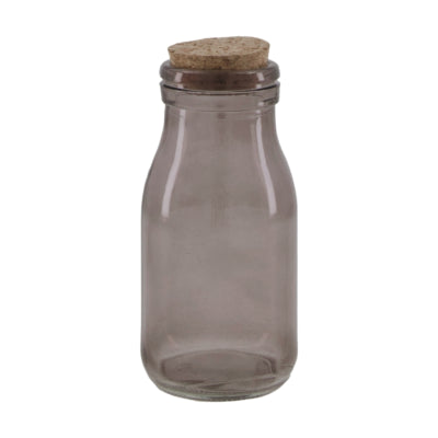 Fles met kurk rookglas grijs 12,5 cm | 48 stuks