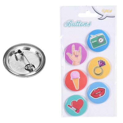 Buttons cartoon 4 cm set van 6 | 48 stuks