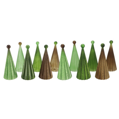 Daan kromhout beeld kerstboom serie twinkle led op batterij glas groen 22 cm 12 assorti | 12 stuks