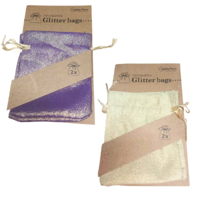 Hobby flora geschenktasjes glitter 6 assorti set van 2 | 48 stuks