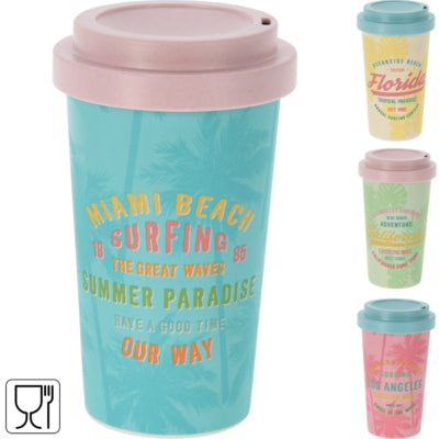 Drinkbeker met deksel 400 ml 4 assorti | 12 stuks
