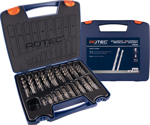 Rotec spiraalborenset '105', din338, type n, 170-dlg, ø1-10 abs - 900.0173k - 900.0173k