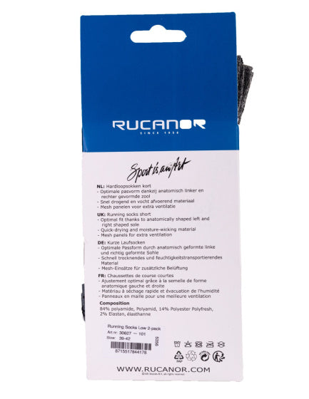 Rucanor Hardloopsokken kort 2-pack wit grijs maat 35-38