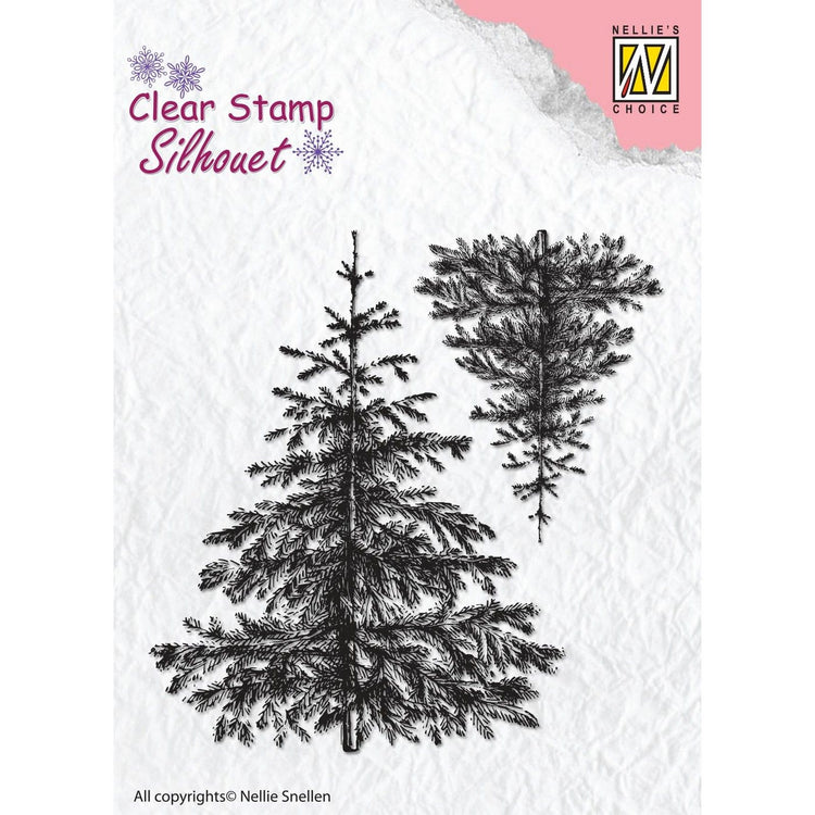 Nellie's choice • silhouet clear stamps kerst zilverspar 9x9cm 2st.