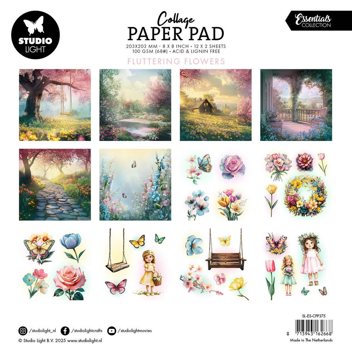 Studio light • essentials collage paper pad fluttering flowers