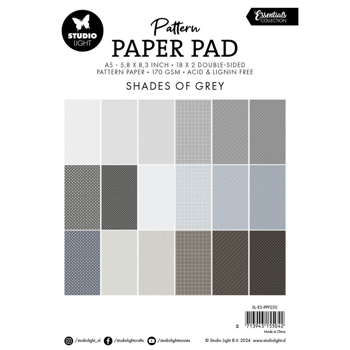 Studio light • essentials pattern paper pad shades of grey