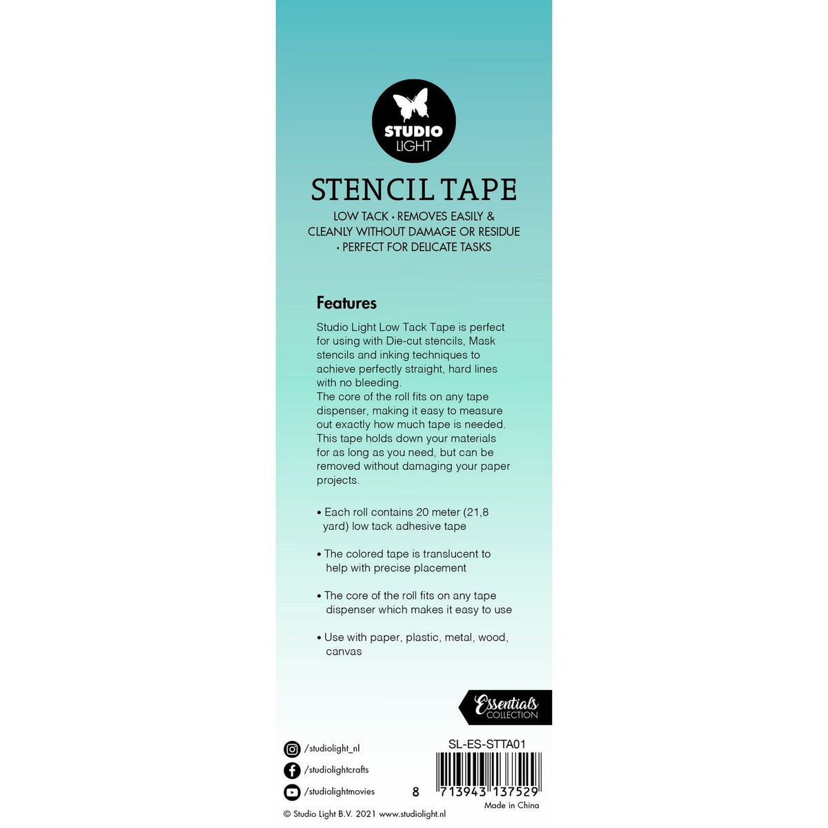 Studio light • essential tools stencil tape low tack 15mm wide 3pcs