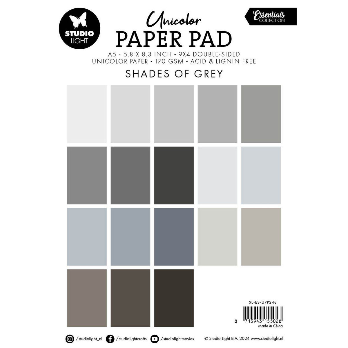 Studio light • essentials unicolor paper pad shades of grey