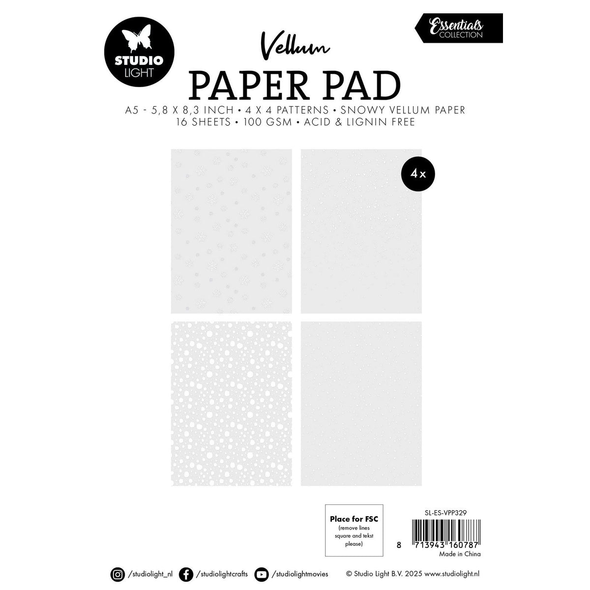 Studio light • essentials vellum paper pad snowflakes