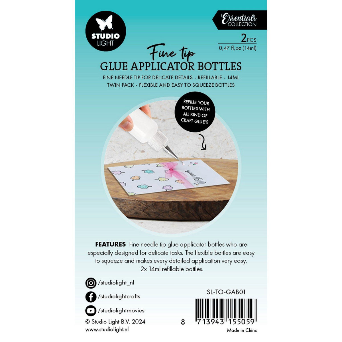 Studio light • essentials glue application bottles ultra fine tip 14ml