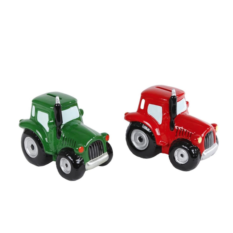 Kids globe spaarpot aardewerk tractor groen