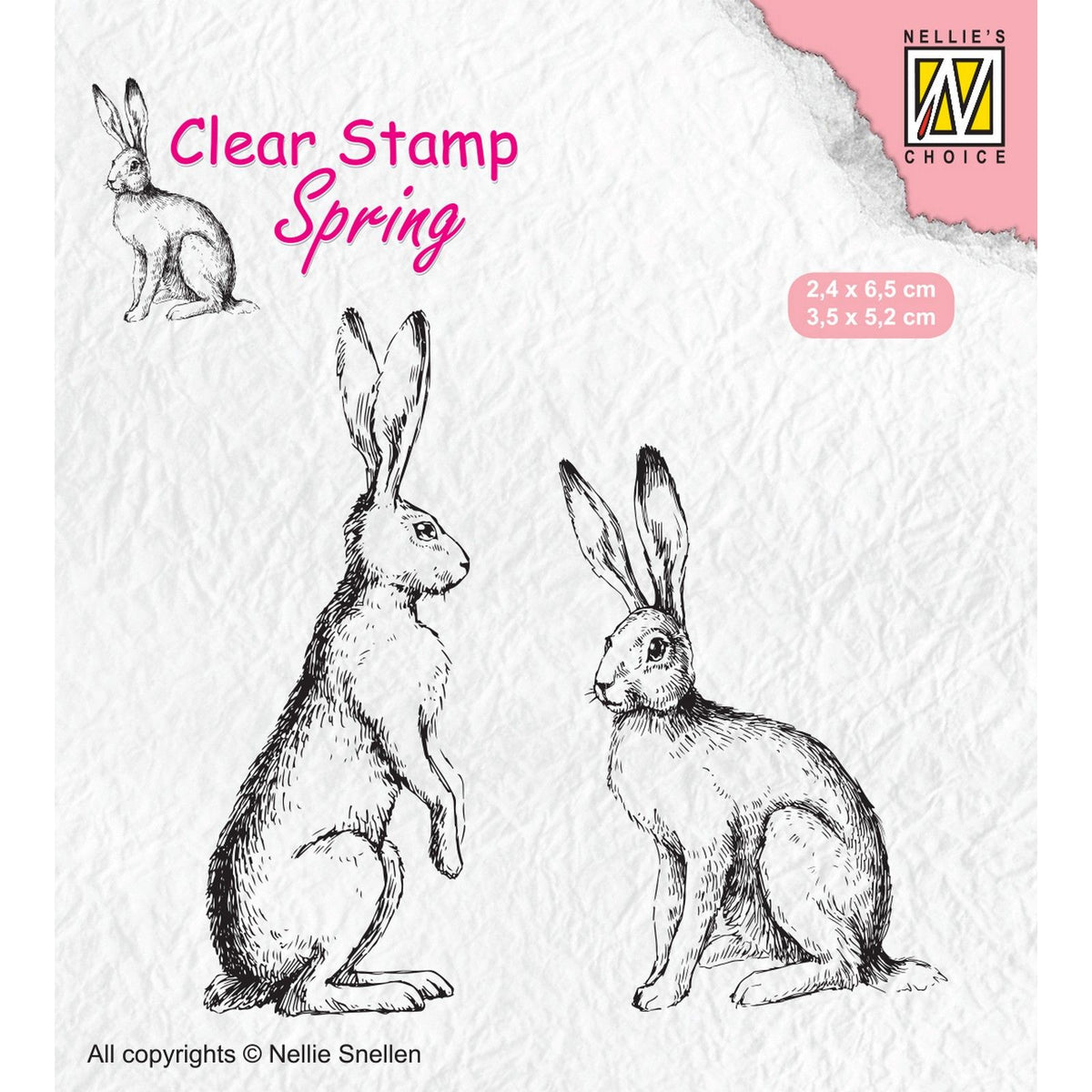 Nellie's choice • spring clear stempels two hares-2