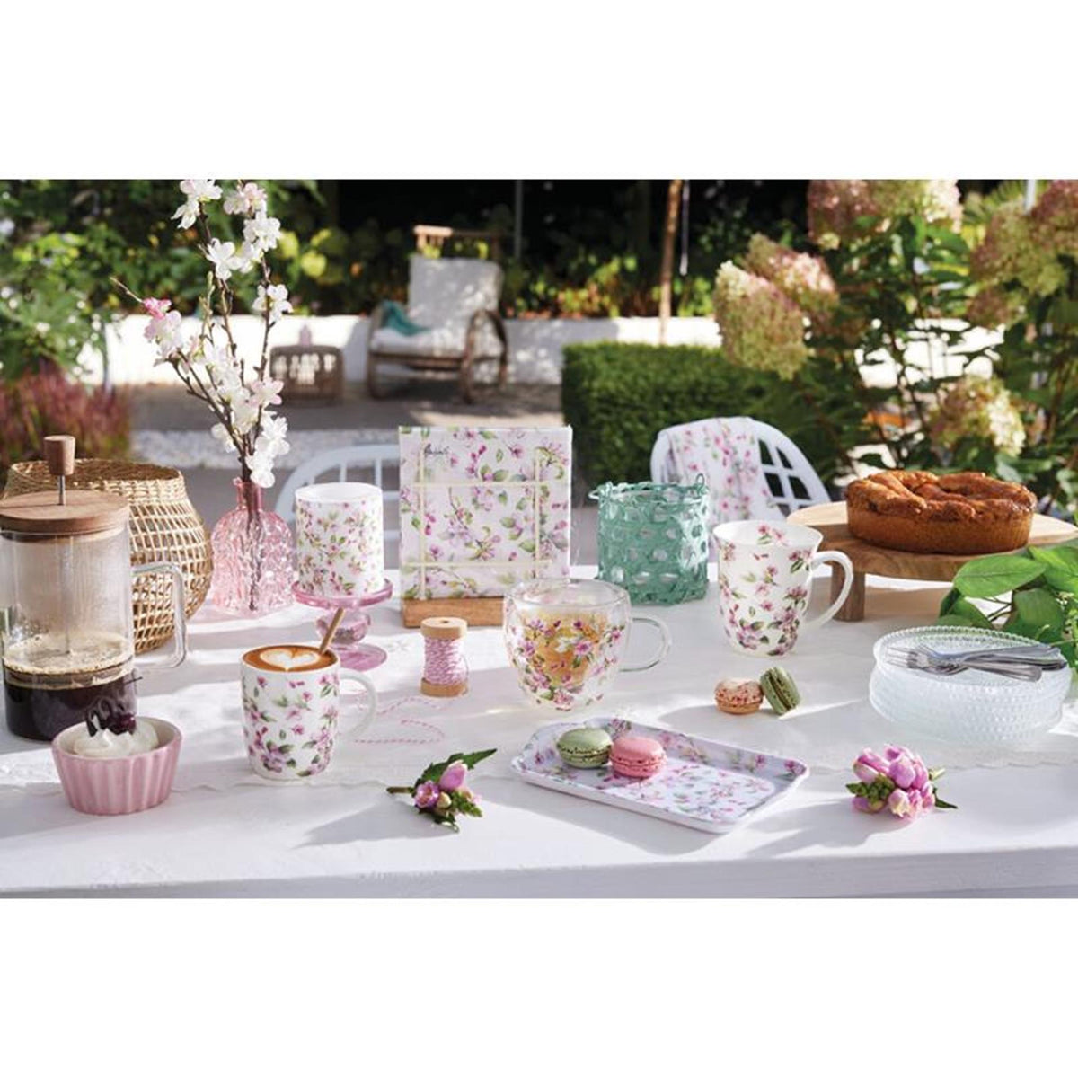 Ambiente theedoek spring blossom white