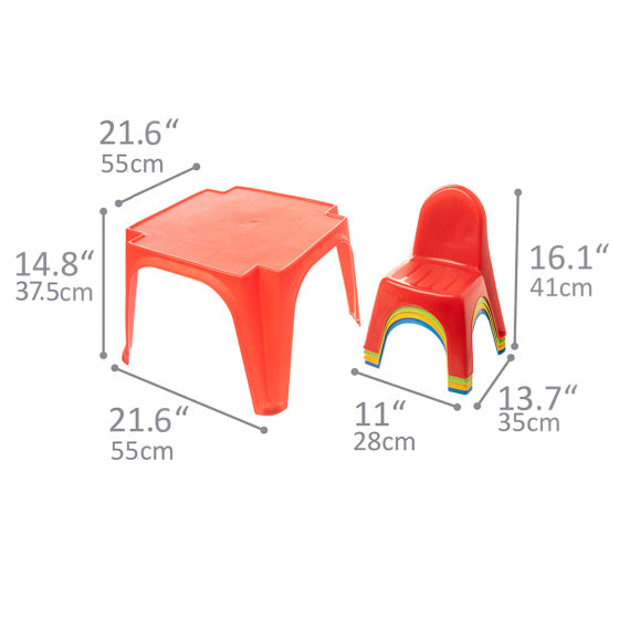 Starplay Speeltafel en Stoelen Set Junior Rood 5-delig