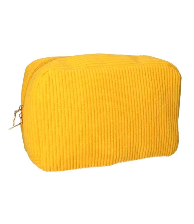 Traveller toilettas rib stof geel 28x17cm