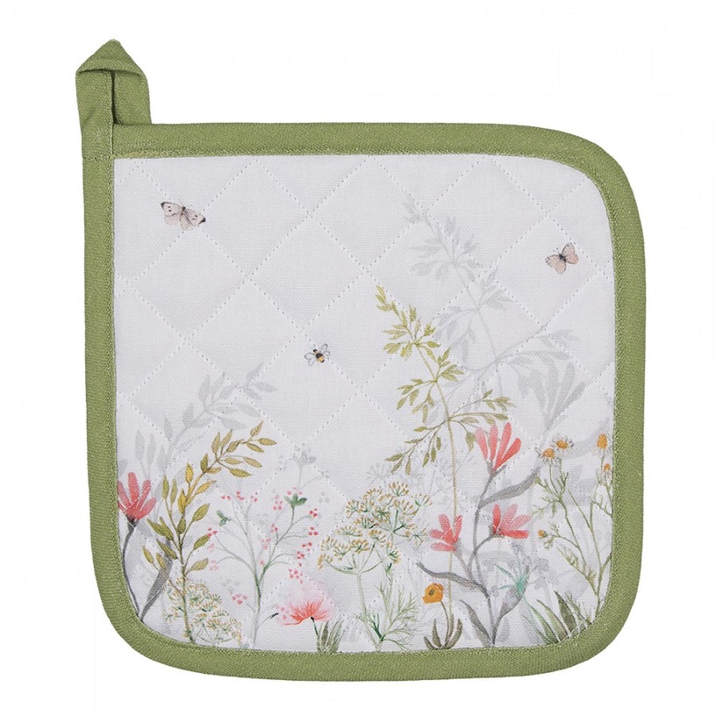 Clayre eef pannenlap bloemen wit groen 20x20cm