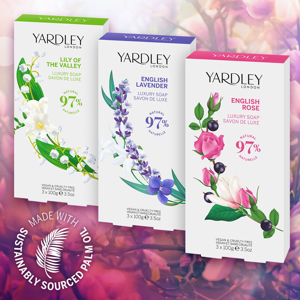 Yardley london zeep lily of the valley 3x100gr.