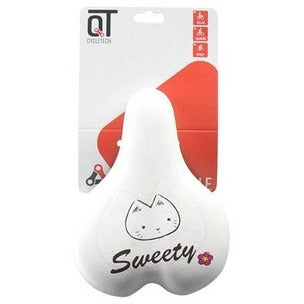 Qtcycletech qt cycle tech zadel meisjes 16-20 inch sweety wit roze blister 0301070