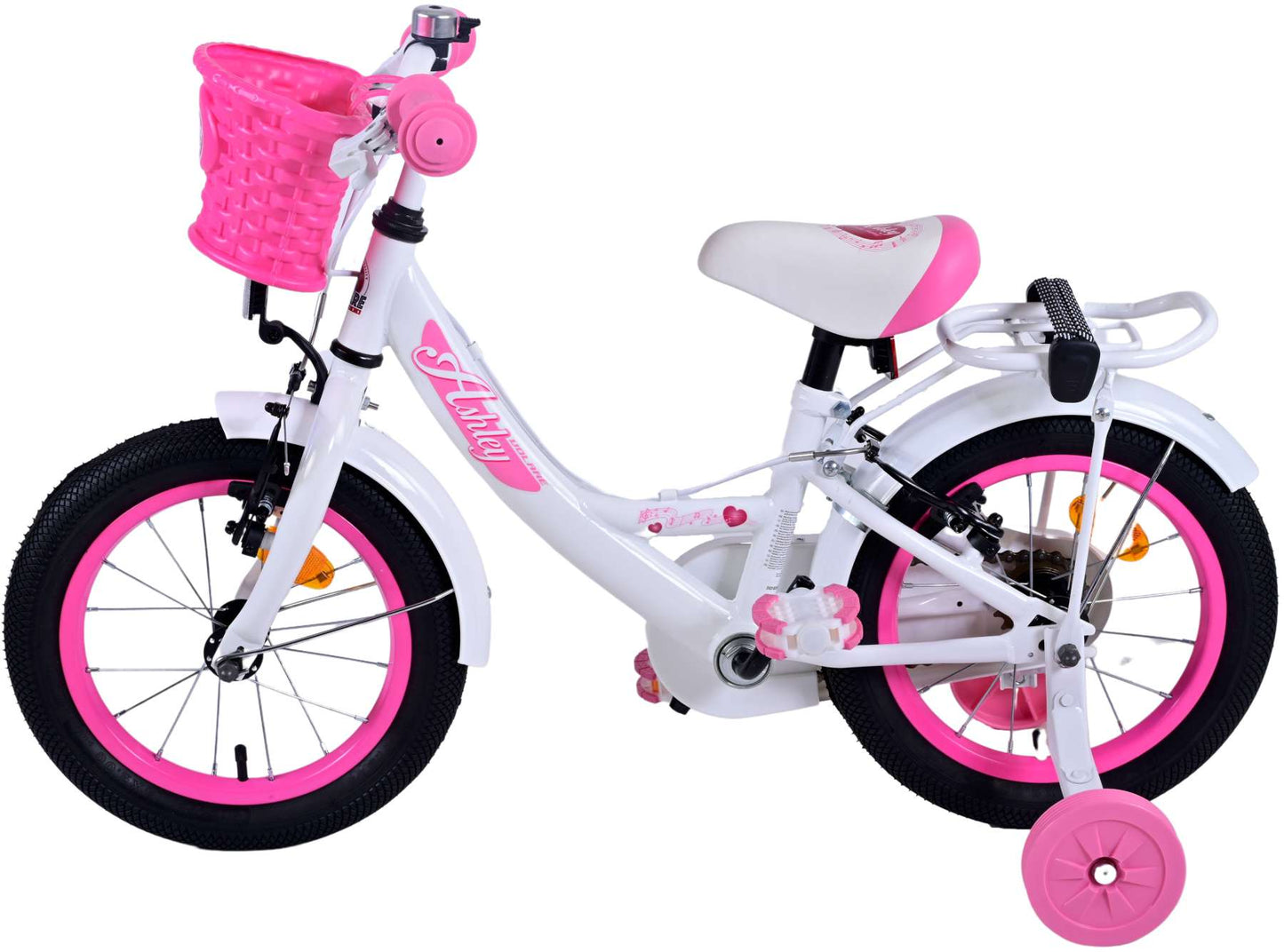 Volare Ashley Kinderfiets - Meisjes - 14 inch - Wit - Twee Handremmen