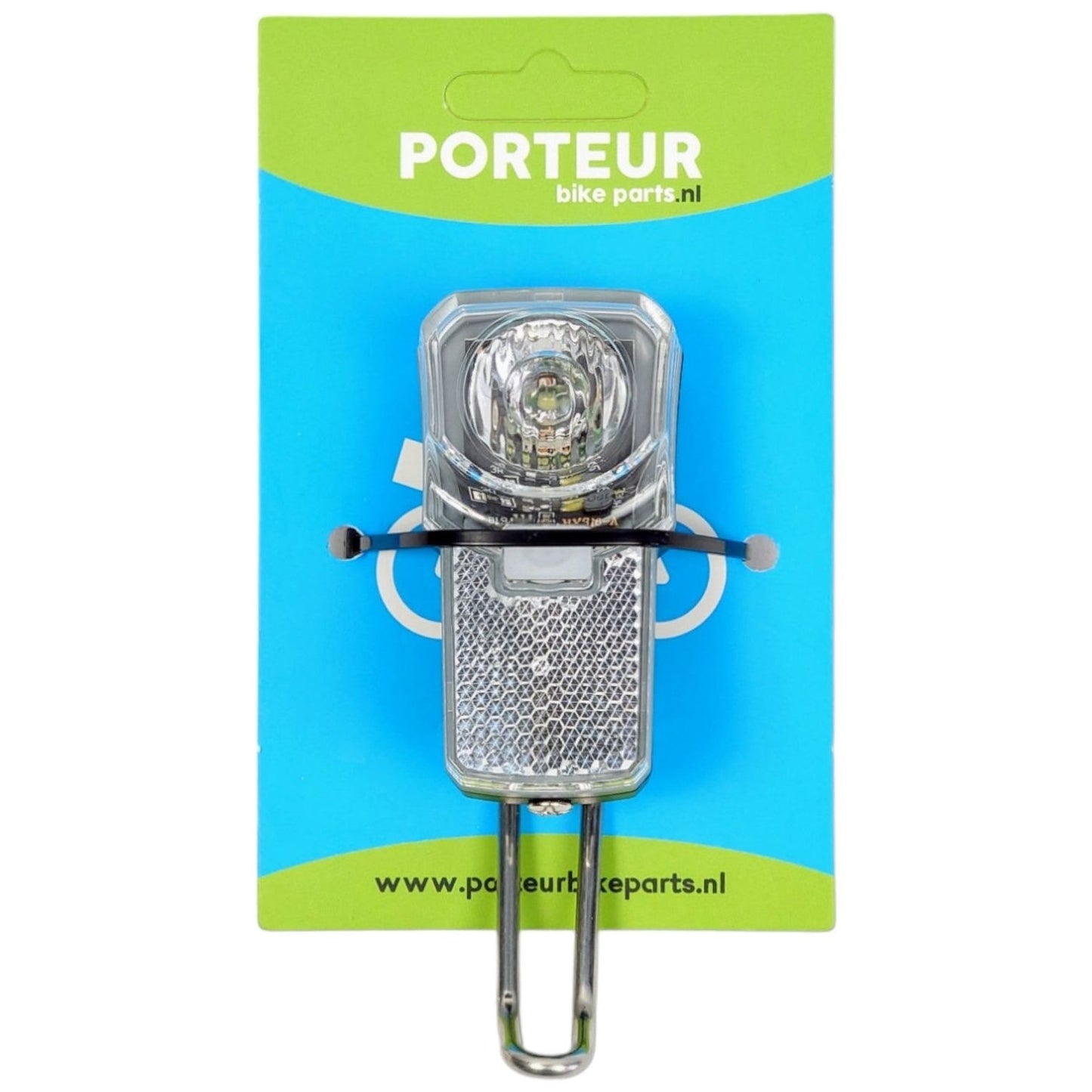 Porteur koplamp met rvs beugel clearly
