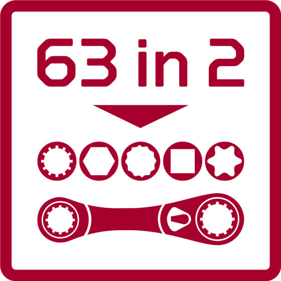 Gedore red Ringratel-combisleutelset 63 Mogelijkheden 2-delig