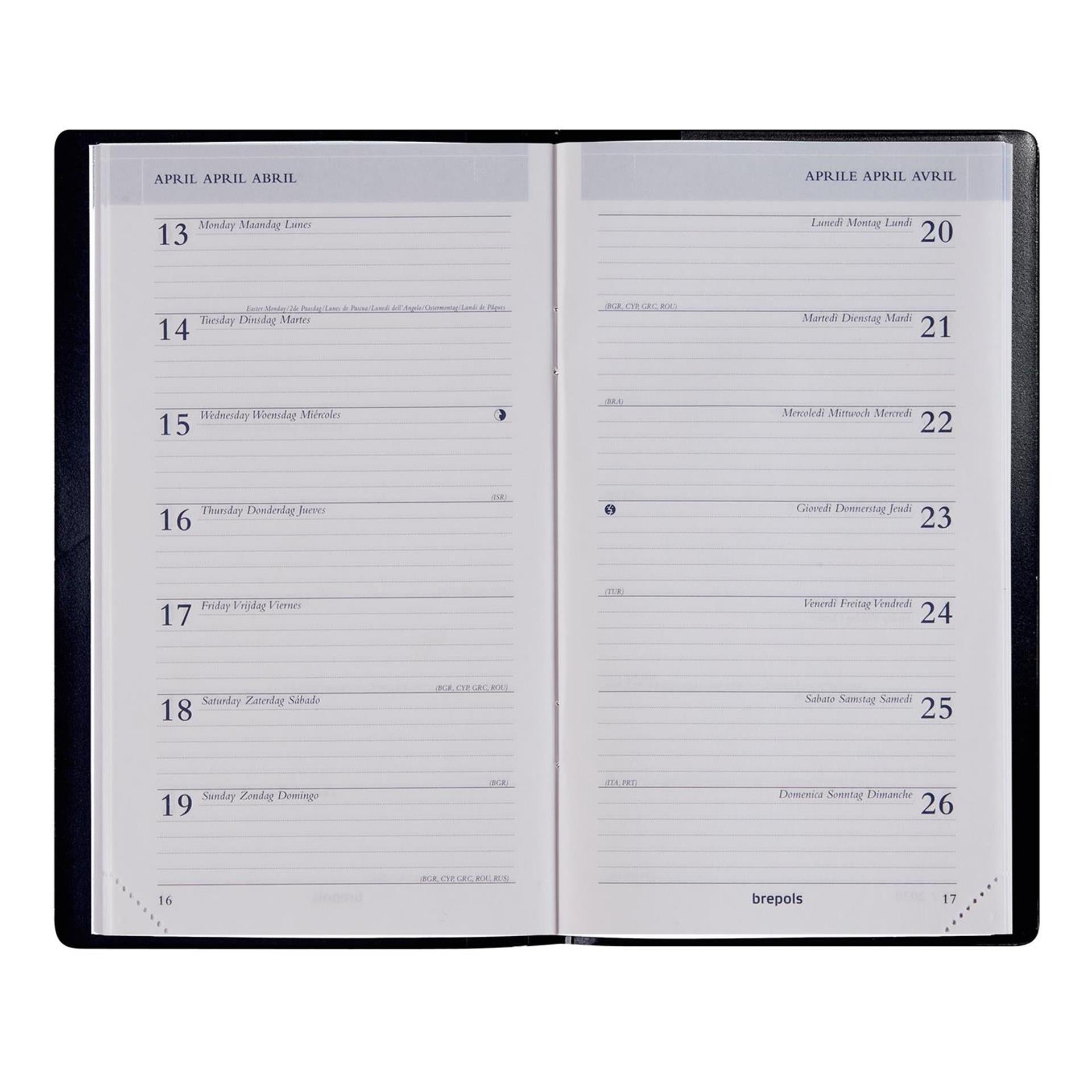Brepols zakagenda breplan week 2026 seta zwart blauw rood 9x16cm