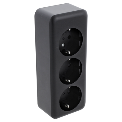 Q-link contactdoos | opbouw | 3-voudig | met randaarde | langwerpig | zwart - 00.945.55