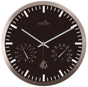 Nextime ne-90513zw wandklok + weerstation 25cm zwart rc aluminium - afbeelding 1